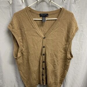 Vintage Toscano Wool Vest Adult 1X Brown Sleeveless Merino Wool Italy Women's